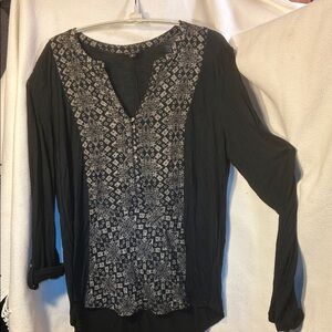 LUCKY Brand LS Knit and Woven Top